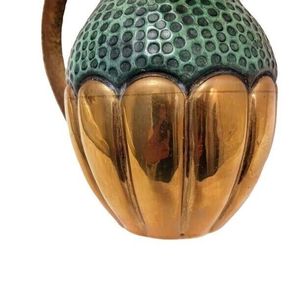 Mid 20th Century Copper Brass Hammered 11" Pitcher Exotic Large Lip Vintage Rare - Picture 7 of 12